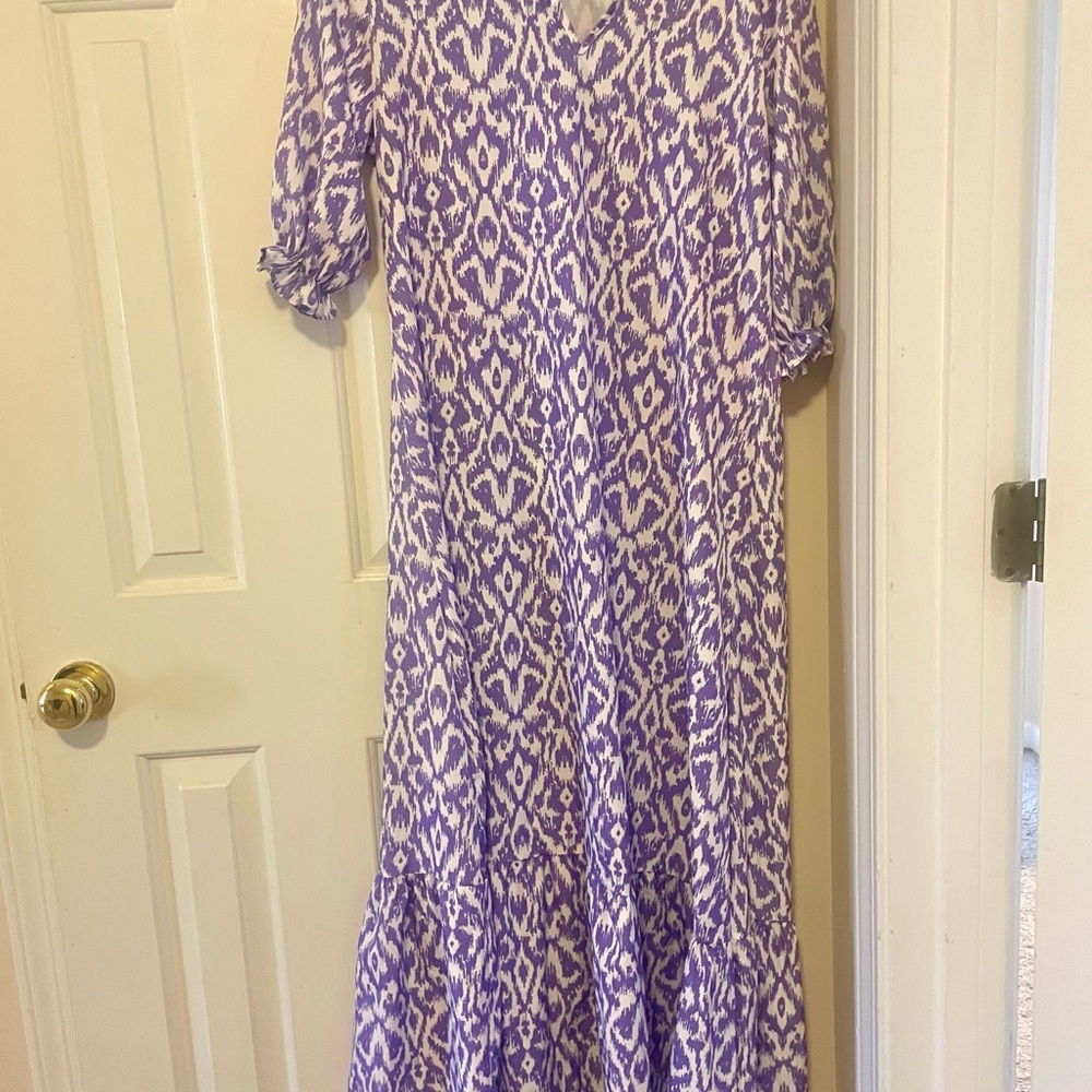 Elegant Purple Patterned Women's Dress